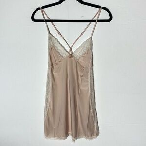 Sophie B. Nude Slip Dress Lingerie Nightgown With Lace Trim M